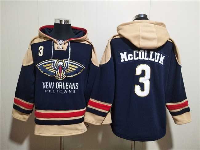 Men's New Orleans Pelicans #3 CJ McCollum Navy Ageless Must-Have Lace-Up Pullover Hoodie,We sell and wholesale Men's New Orleans Pelicans #3 CJ McCollum Navy Ageless Must-Have Lace-Up Pullover Hoodie on line form chian!